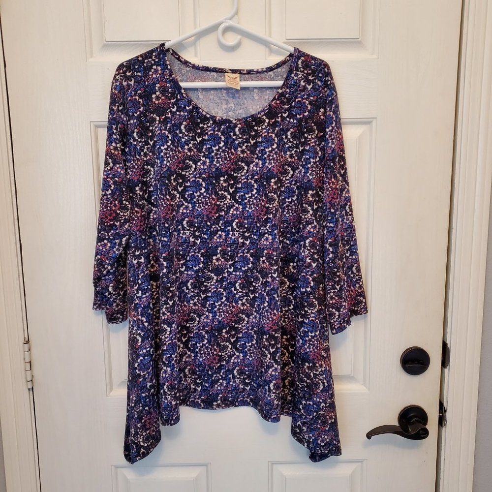Faded Glory Woman's Floral Pattern Blouse Size 3X